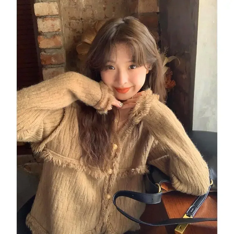 

Tassel Knit Cardigan Women 2023 Autumn New Vintage Cute Solid Versatile Sweater Female Winter Cardigan Woman Y2k Clothes