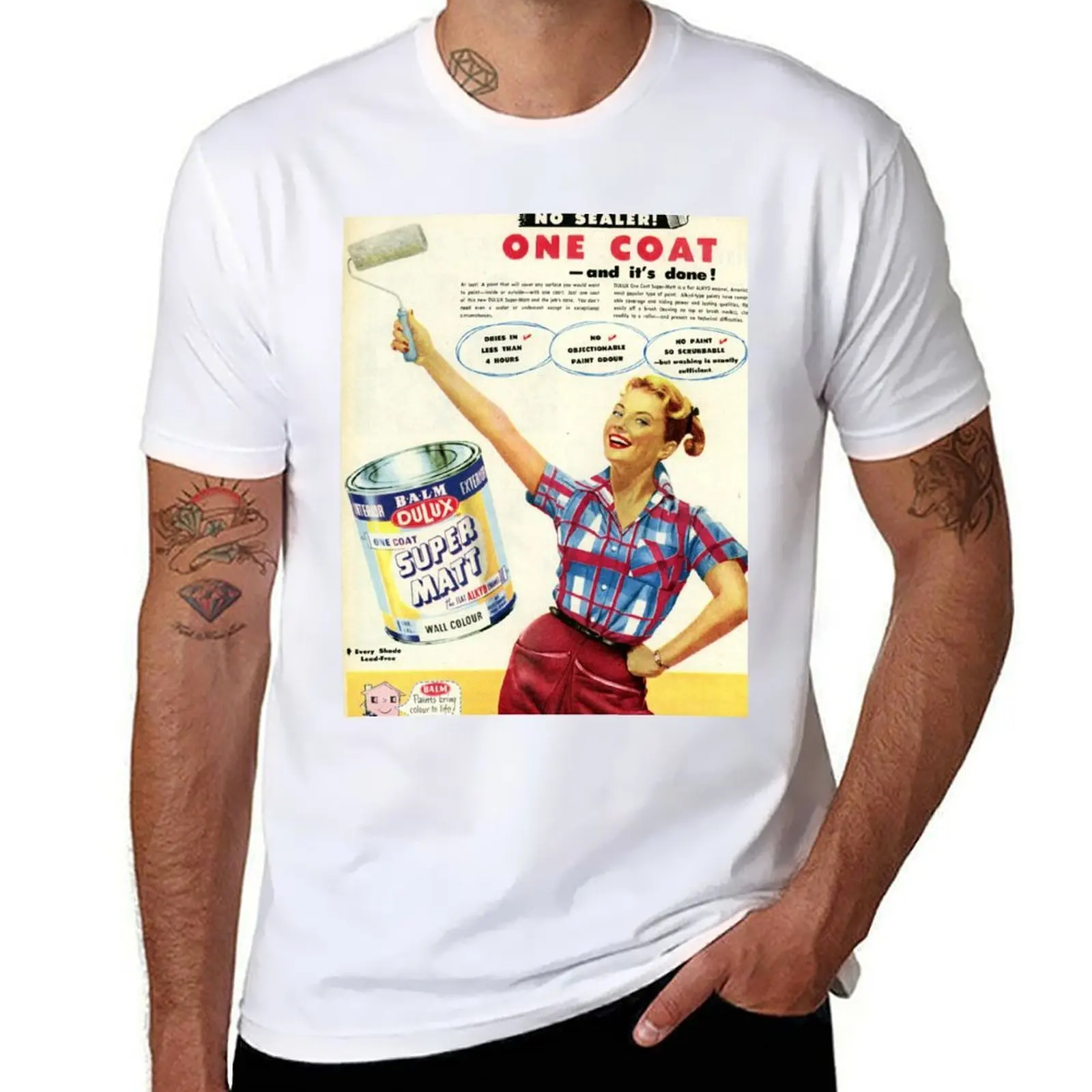 Краска Dulux 1950-х годов. Футболка в стиле ретро, хлопковая футболка, персонализированная футболка Краска Dulux 1950-х годов. Футболка в стиле ретро, хлопковая футболка, персонализированная футболка