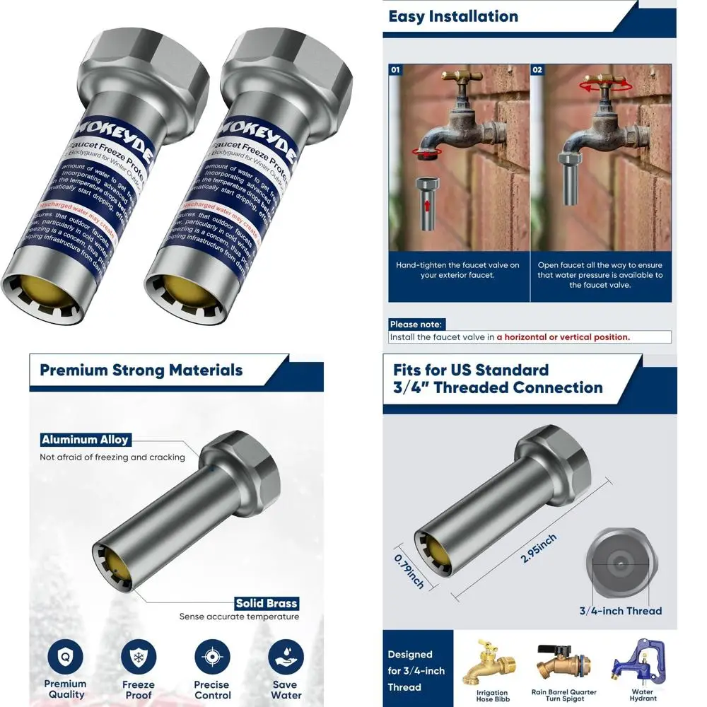 

Winter-Ready Outdoor Faucet with Anti-Freeze Protection and Auto Temperature Control, Grey, 2-Pack