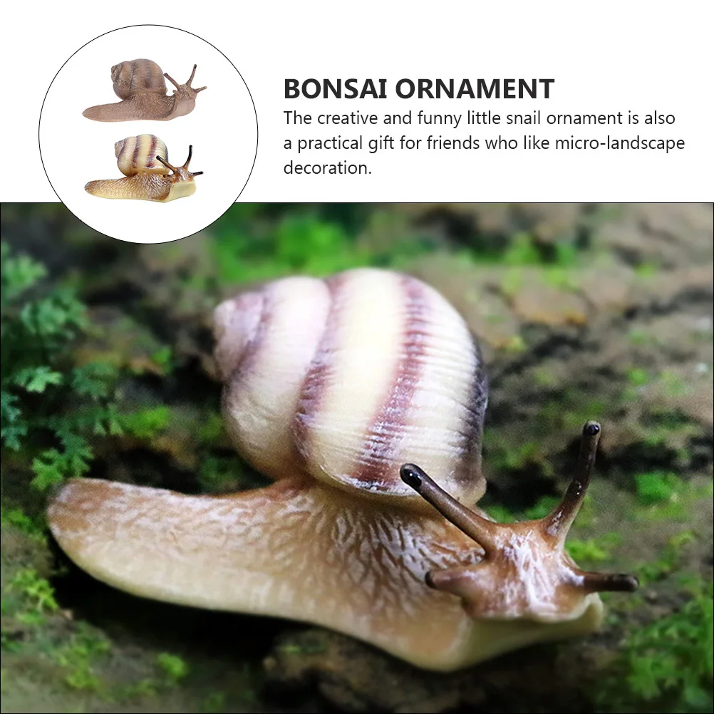 

2Pcs Snail Ornament Mini Plastic Landscape Decoration Garden Courtyard Succulent Pot Desktop Bonsai Adornment Snail