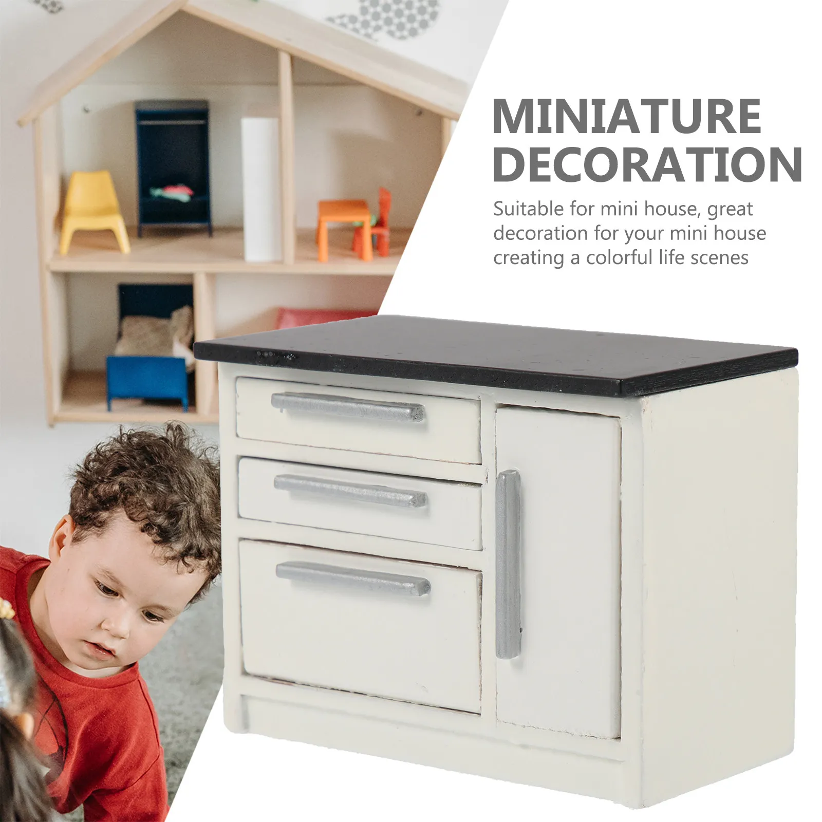 

Миниатюрная деревянная кухонная мебель, аксессуары для мини-домиков, миниатюрный деревянный шкаф в масштабе 1:12, мини-мебель для домиков-миниатюр