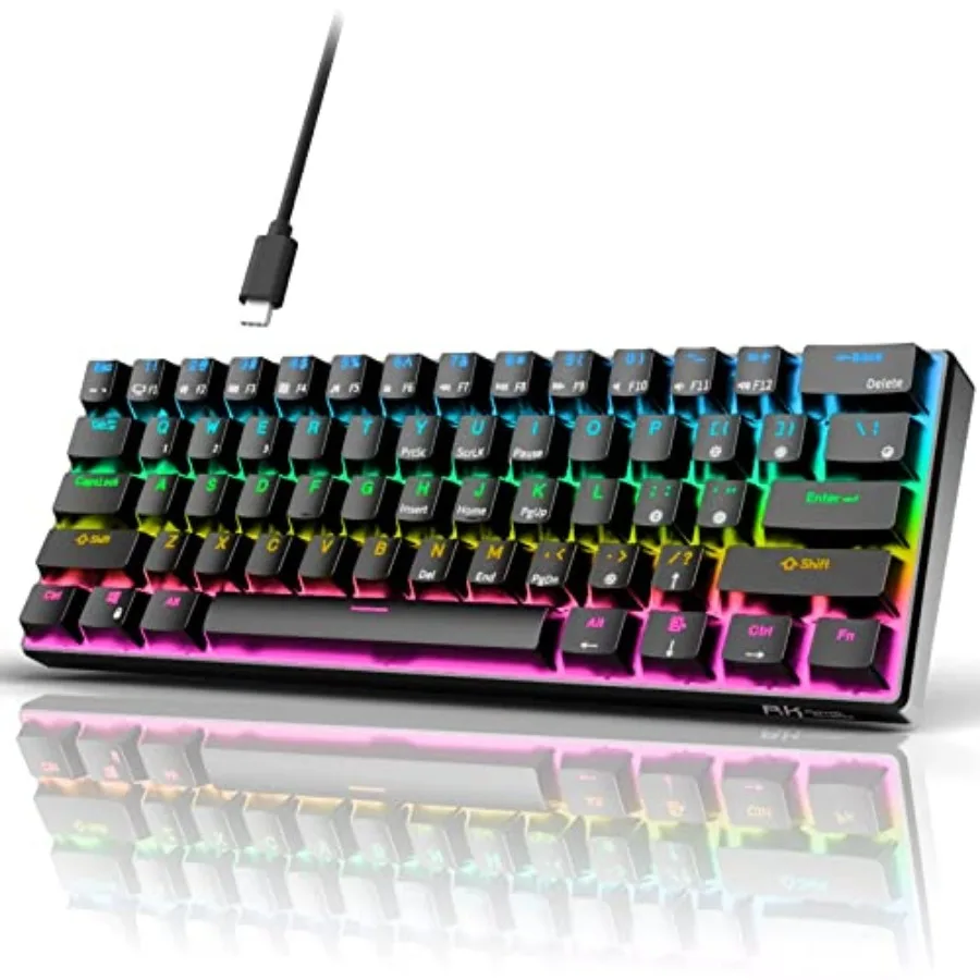 

RK61 Wired 60% Mechanical Gaming Keyboard Programmable QMK/VIA RGB Backlit 61 Keys Ultra-Compact Hot Swappable Blue Switch