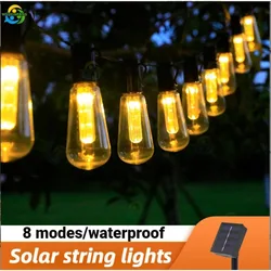 Solar LED Outdoor Fairy Light Camping Light String 8 Modes Waterproof Decoration Lights Bulb for Tent Canopy Garden Courtyard