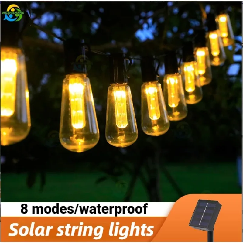 solar led exterior fada luz corda para acampar luzes de decoracao impermeavel patio do jardim do dossel lampada de luzes modos 01