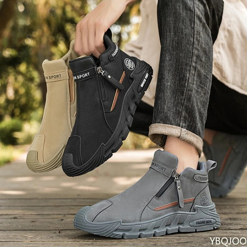 Autumn New High Top Workwear Shoes for Men Anti Slip and Wear-resistant Construction Site Work Sports and Leisure Men's Shoes
