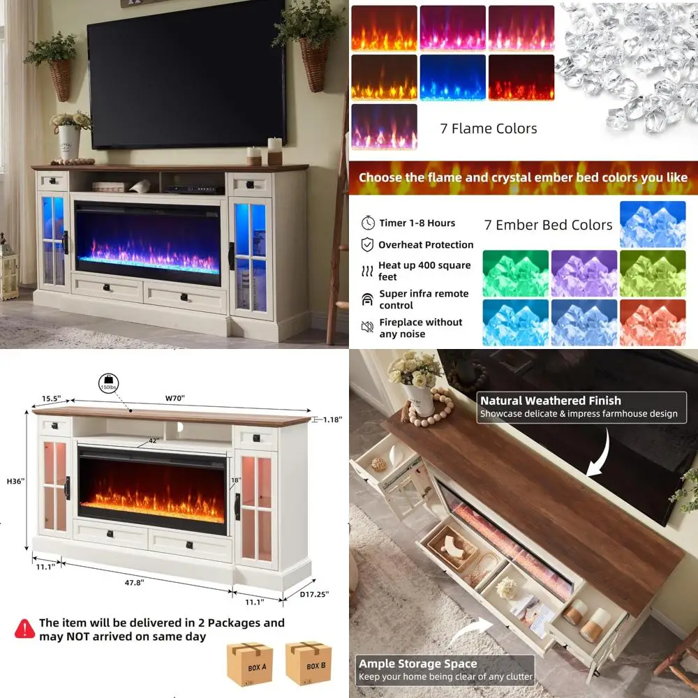 fireplace tv stand for 80 inch tv, farmhouse entertainment center with 42
