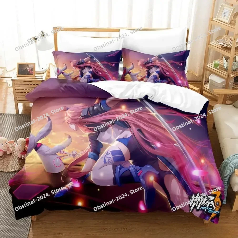 

Game Honkai Impact 3 Bedding Set Printed With Pillowcase Bed Duvet Cover Soft Single Double Queen Super King Size Single Twin