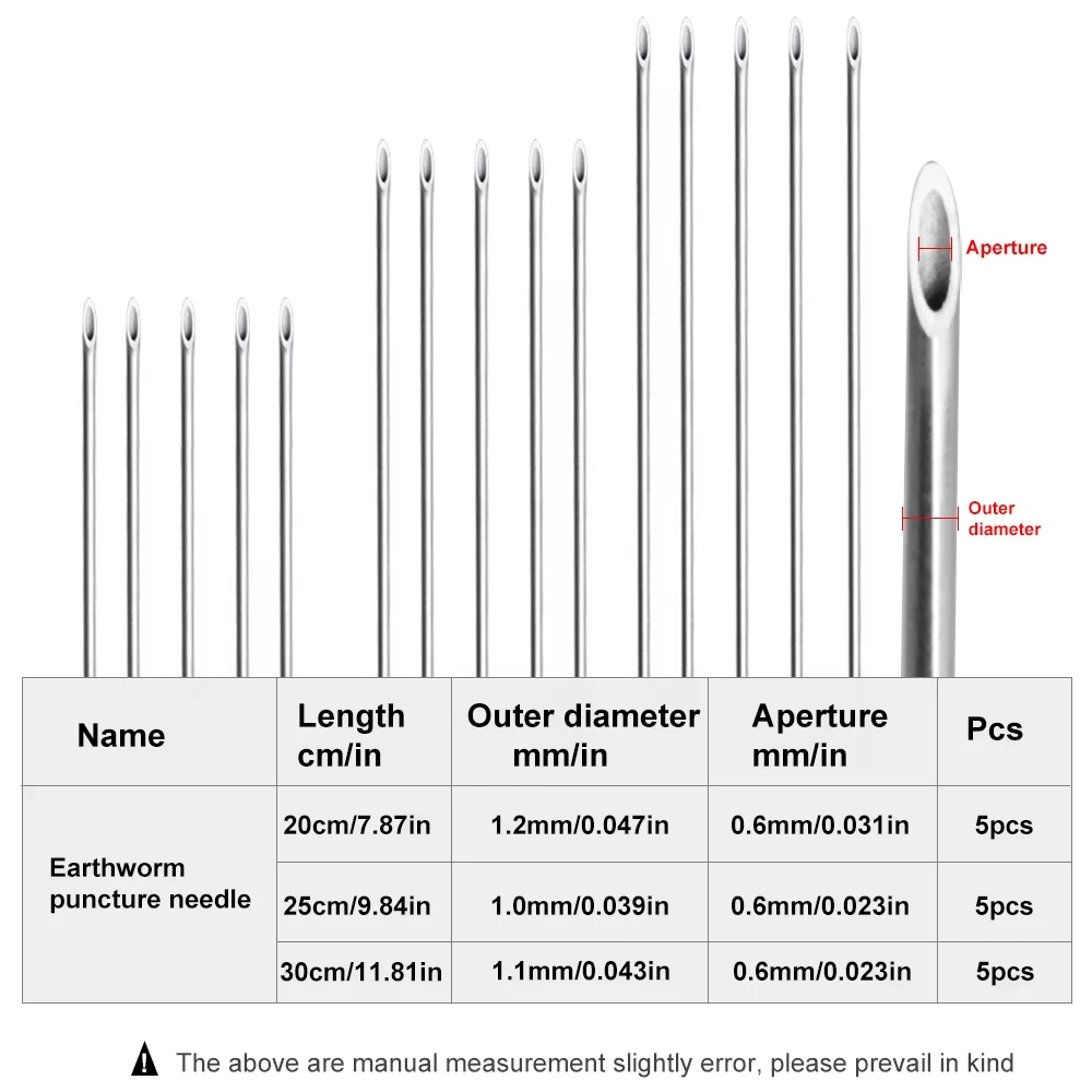 Earthworm Hooking Needle Stainless Steel Earthworm Gas Needle Portable Hollow Fishing Worm Penetrating Driller Fish Tool