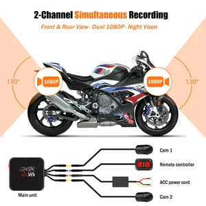 SYS-VSYS Dual DVR motorcycle, 1080p, Action Camera Recorder, Front and Rearviewer, Dash Cam Handalhand, Black, Night Vision Box Main Motor Motorcycle Sales - №3