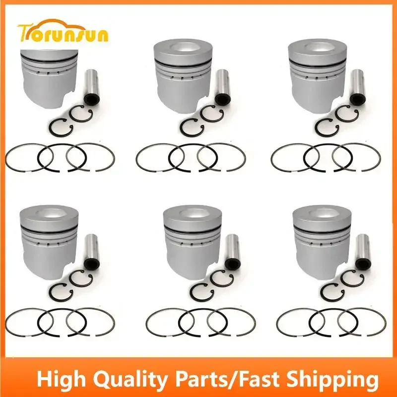 

New 6 Sets STD Piston Kit With Ring ME072170 Fit For Mitsubishi 6D14 Engine 110MM
