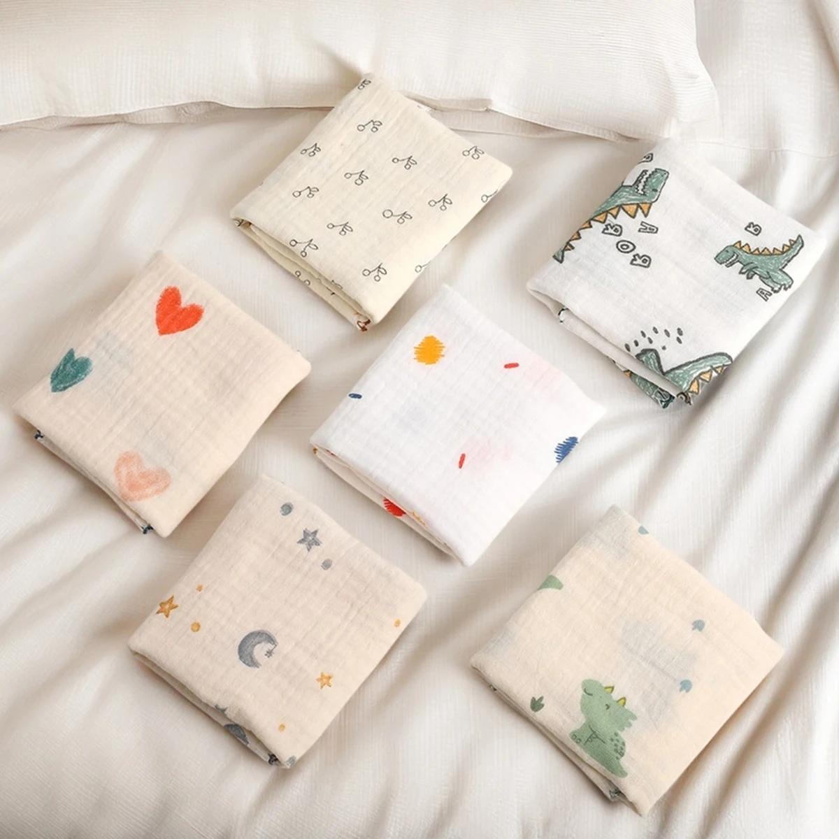 

25*25 Baby Soft Square Towel with Lace Edges Cartoon Design Face Wash Cloth Gentle on Skin Toddler Towel