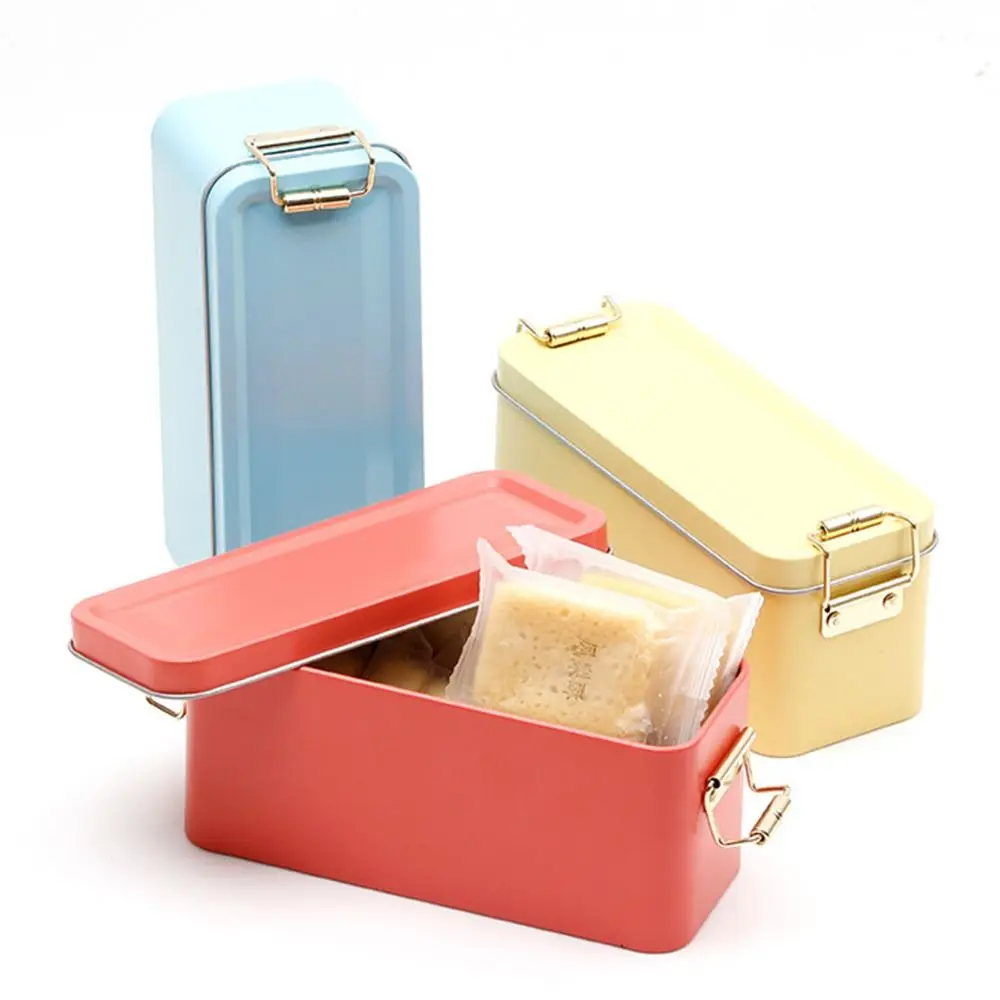 

High Quality With Lid Rectangular Iron Box Old-fashioned High Quality Iron Box Buckle Durable Candy Box Food Packaging