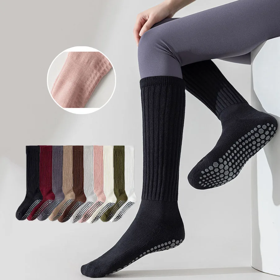 Yoga Kniestrümpfe Damen Dot Silikon Rutschfester Griff Baumwolle Dünne Slouch Pilates Socken