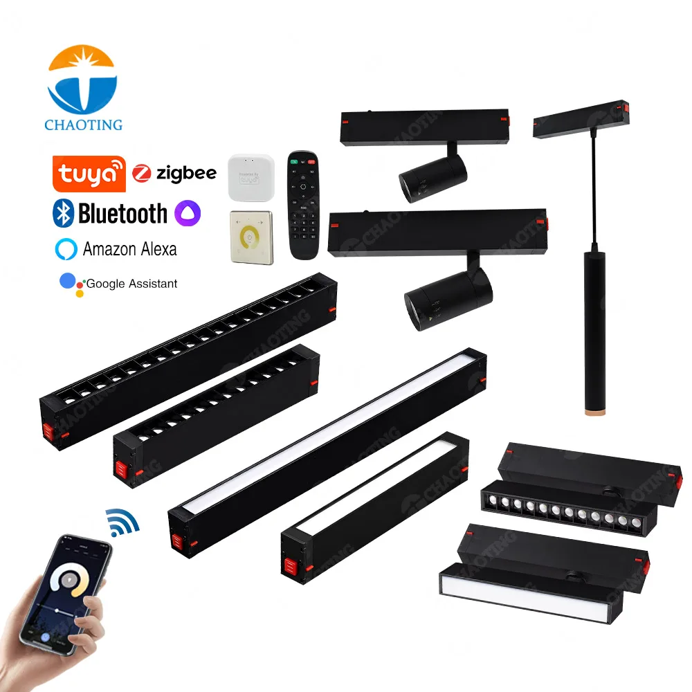 Hot Selling Magnetic Rail Spotlight Shop Studio Indoor COB 30W 40W 50W 60W Magnetic Track Rail Lamp For Hotel Exhibition Hall