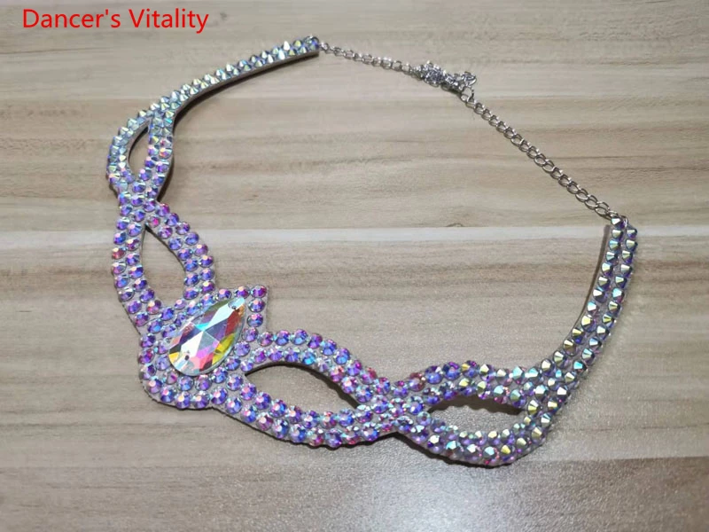 Collier chaîne en strass pour femmes, accessoires de danse du ventre, pour adulte, haut de gamme, compétition professionnelle sur scène, bijoux