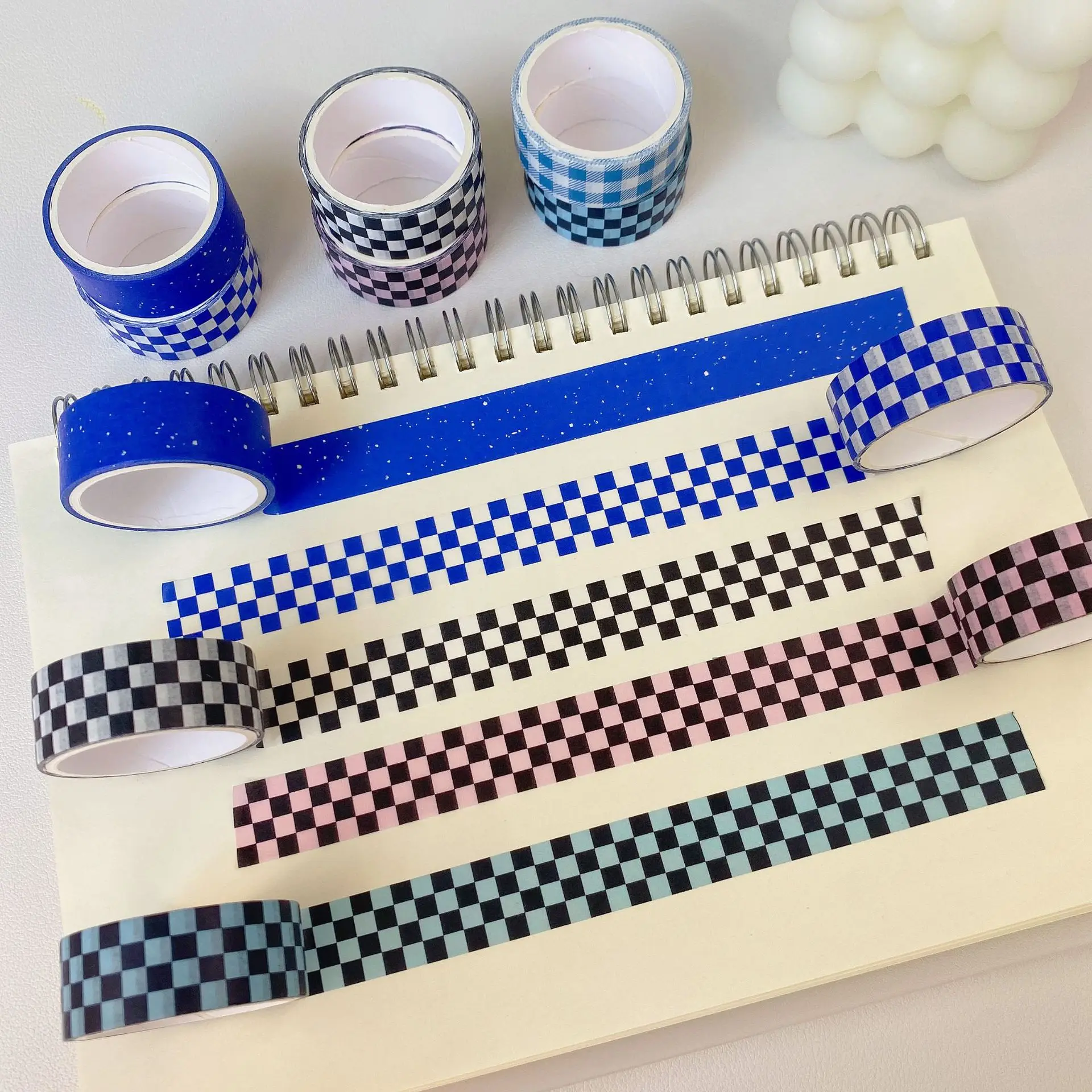 

Korea Ins Plaid and Paper Tape Diy Handbook Diary Decoration Material Hand-teared Sticker Cute Stationary Supplies