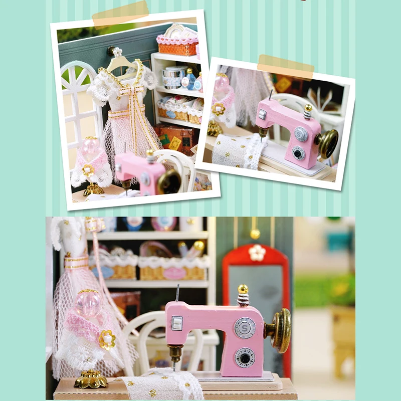 Mini Miniatur Puppenhaus DIY kleines Haus Kit Herstellung Zimmer Spielzeug Home Schlafzimmer Dekorationen mit Möbeln Holz Handwerk Puppenhäuser – Detail 21