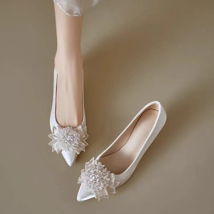 Stunning Elegant Wedding Shoes for Women 2026 New Main Dress Bridal Shoes High Heels Engagement Shoes