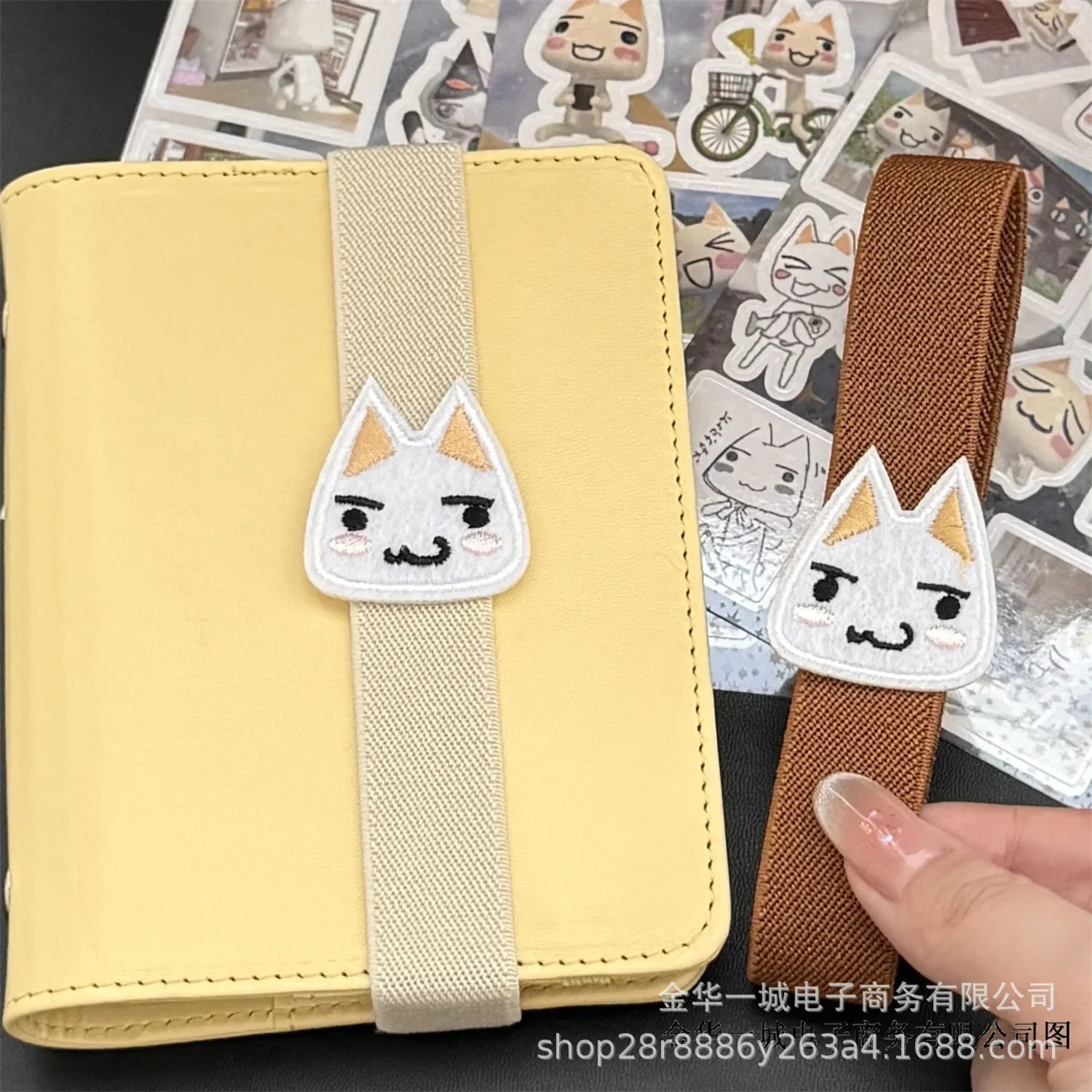 Japanese Cute Cartoon Kitten Loose-leaf Notebook Elastic Strap Scrapbook Journal Book Storage Elastic Elastic Band Binding Rope