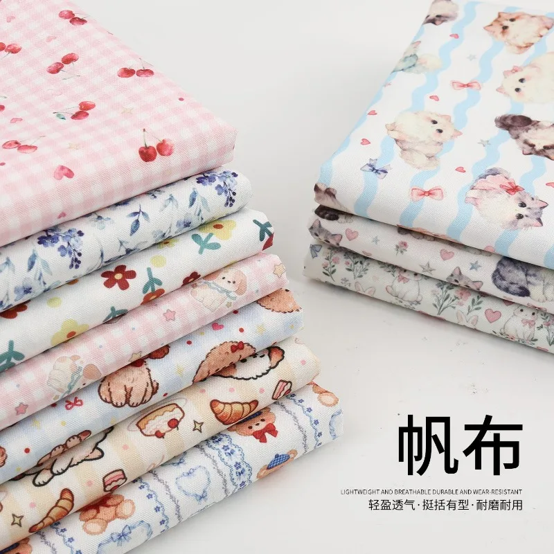 

Ткань из холста с животным принтом, мультяшный рисунок, продается на метры, для сумок, подушек, диванов, штор, скатертей, шитья, плотная ткань с цветочным узором