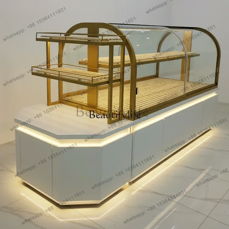 

FG43New Products in Stock Bakery Zhongdao Bread Counter Cake Shop Arc Paint Display Cabinet