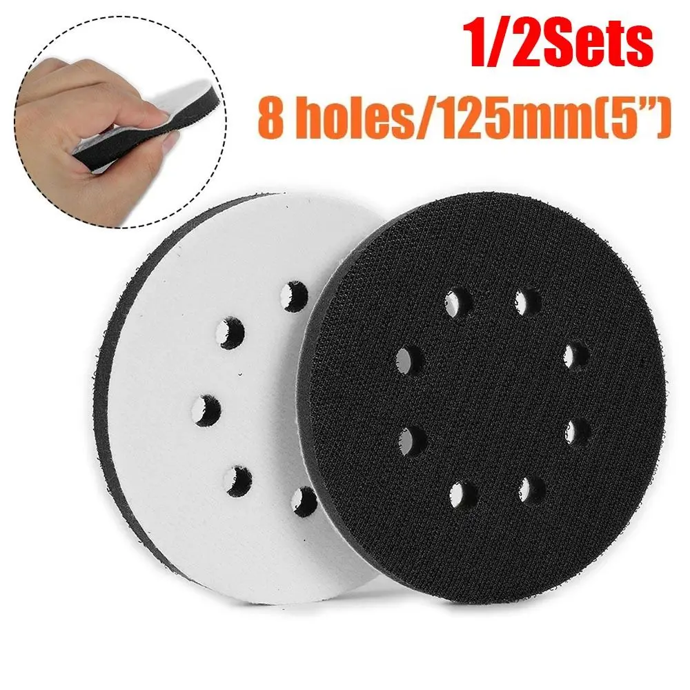 1/2Sets Backing Plate Sponge Interface Pad 5inch 125mm Hook Loop Sanding Pads Soft 8 Holes Polishing Grinding Disc