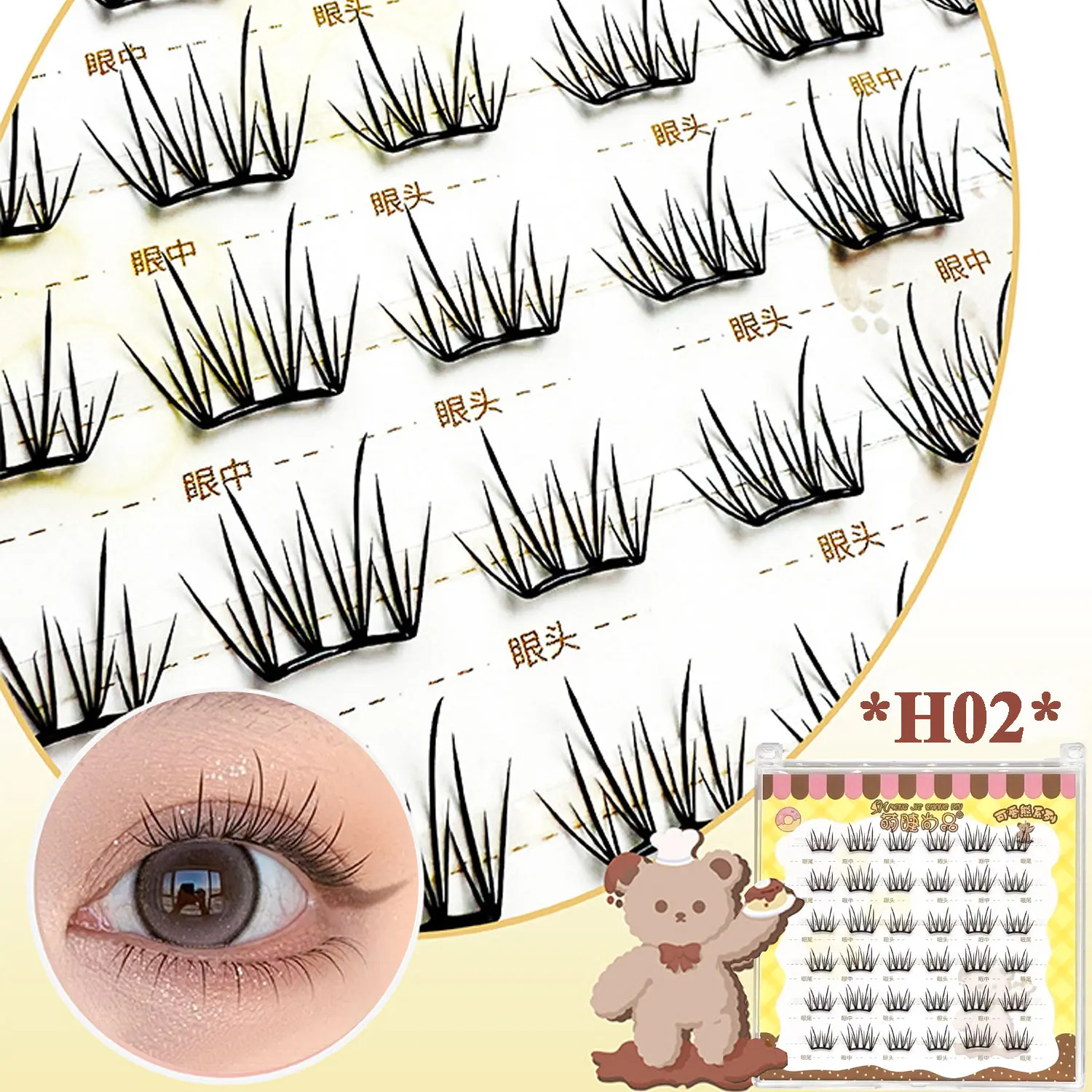 Ciglia senza colla Cluster Serie di fogli ultrasottili Ciglia finte Zero Touch Feeling · Ciglia a legame liquido Ciglia segmentate