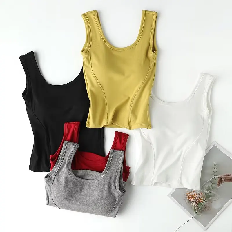 

Casual Yoga Sports Vest with Chest Pad New Fixed Design Simple Match U-Ne Slimming Strap Underwear 2025 Summer Pure Color