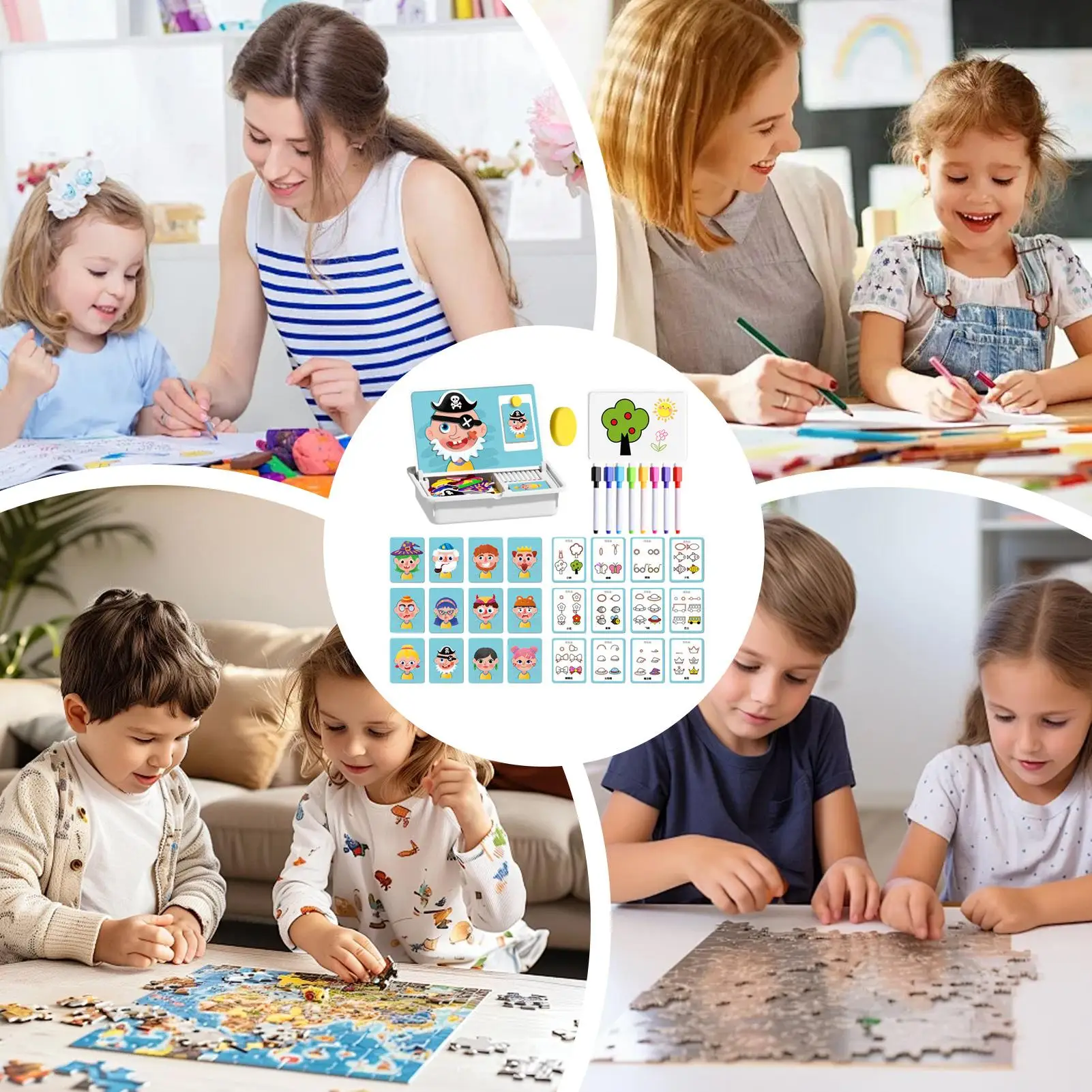 Magnetic 3D Puzzle Children Dress Up Change Facial Expression Game Iron Box Jigsaw Early Education Imagination Toys Girls Gifts