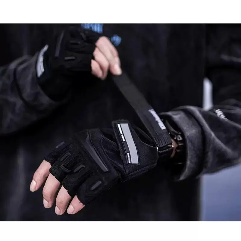 Punk Hip Hop Tactical Techwear Fingerless Gloves Multifunction Adjustable Motorcycle Sport Guantes Gym Hombre