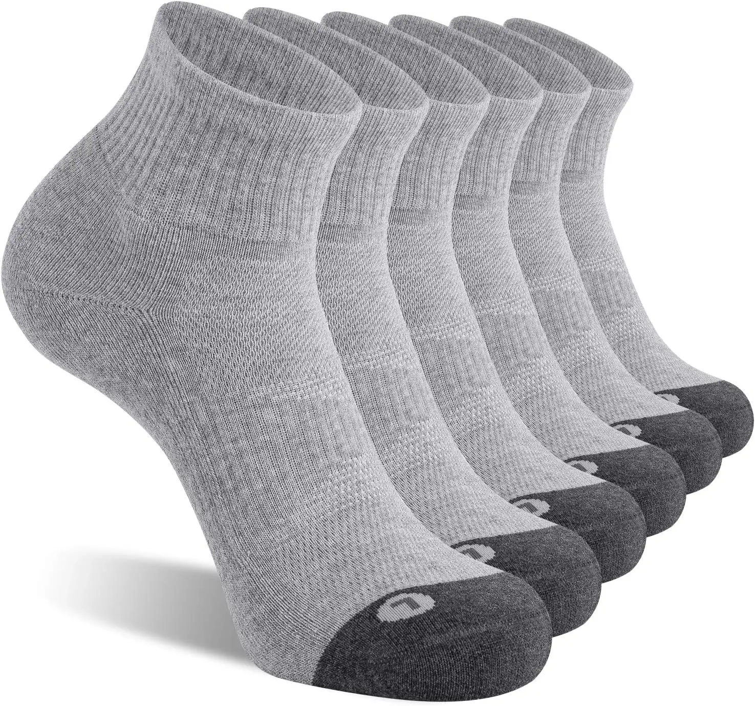 

6 Pack Men's Athletic Ankle Socks Cushioned for Sports Running, Sizes 7-9/9-12/12-15