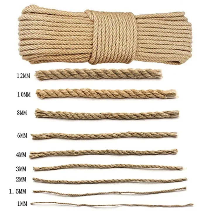 4/6/8/10mm Natural Jute Rope Twine Rope Hemp Twisted Cord Macrame String DIY Craft Handmade Decoration Cat Scratcher Rope