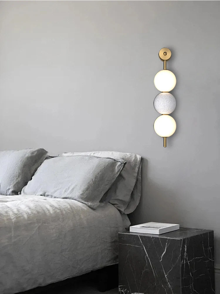 

3/5/7 Balls Copper Wall Lamp Solid Brass Dimmable White Wall Decor Light Fixture for Living Room Hallway Bedside Decoration Lamp