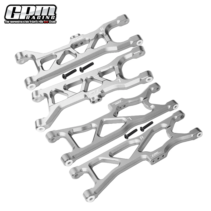 GPM lichtmetalen onderste draagarmen voor en achter, voor de ARRMA 1/10 Kraton 4S, Spektrum RTR-ARA102690.
