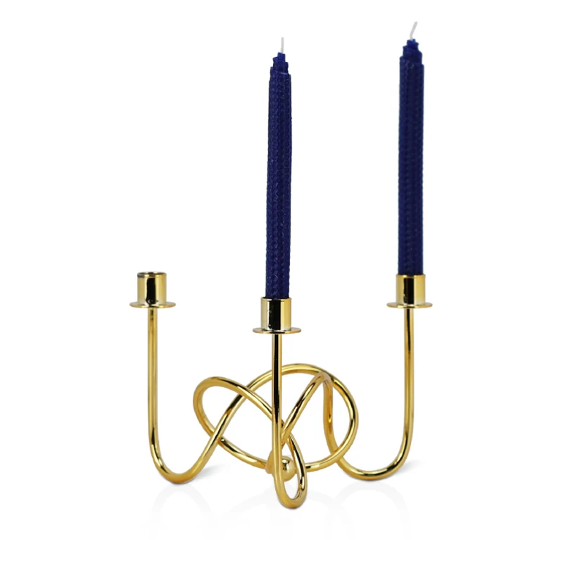 European Luxury Metal Candle Holders Decor Gold Silver Three Head Decorative Candlesticks Modern Wedding Table Home Decoration