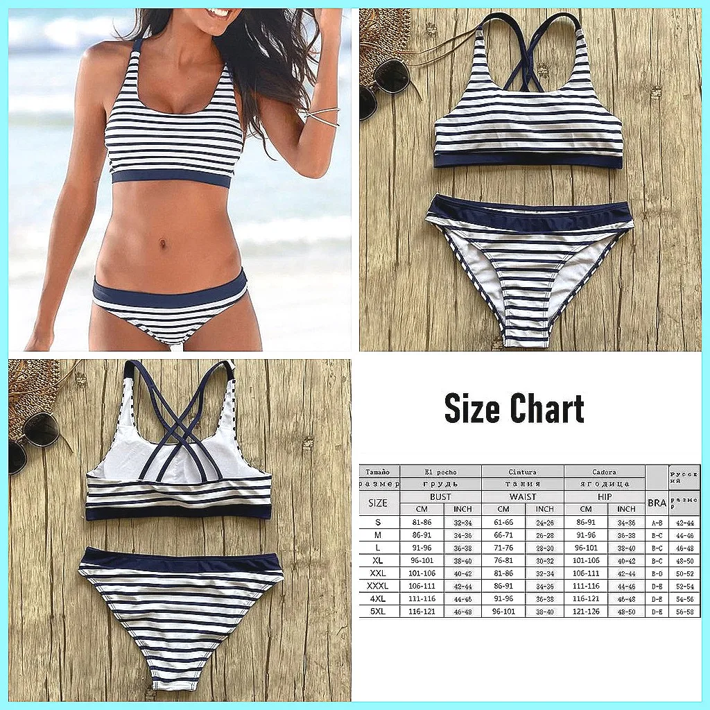 

Sexy Striped Push Up Bikini Set 2025, Women's Beach Swimwear for Pool & Vacation(72 characters)
