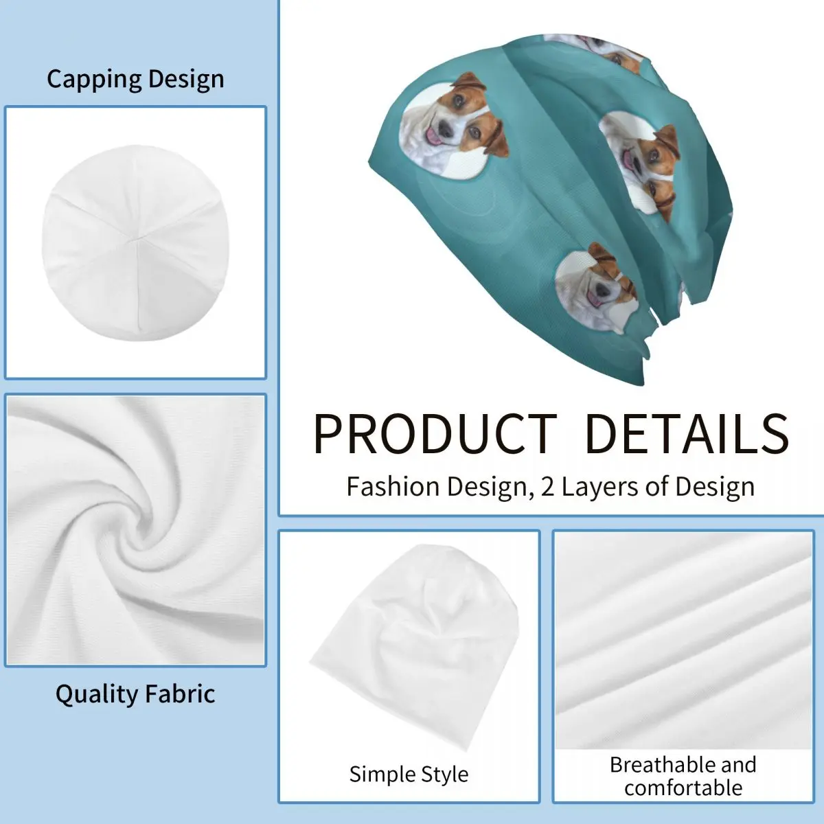 الكلب جاك راسل جحر الرسم ، التوضيح مضحك الكلب Skullies قبعة صغيرة في الهواء الطلق قبعة محبوك بونيه قبعات للرجال والنساء