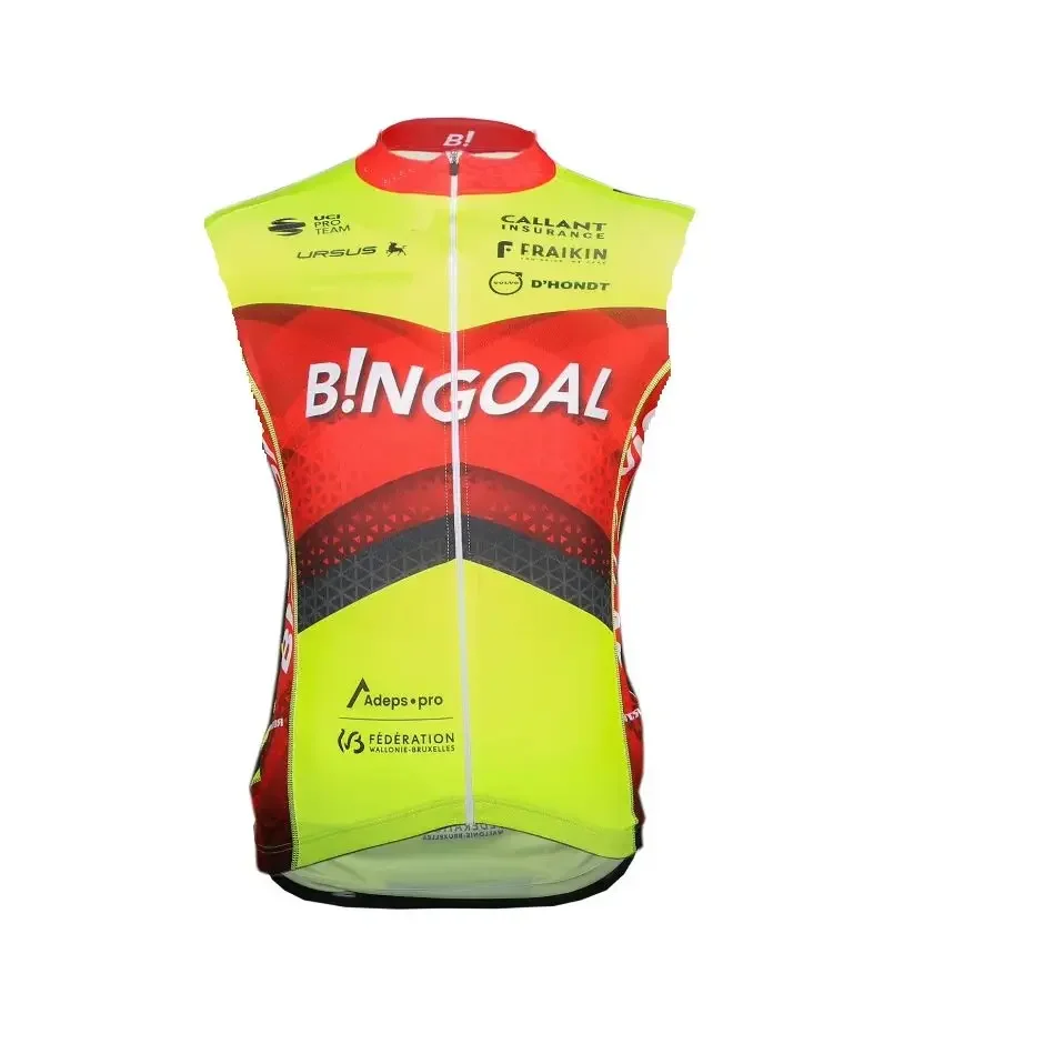 Windproof 2024 BINGOAL WB TEAM FLUO Sleeveless Cycling Jacket Vest Gilet Mtb Clothing Bicycle Maillot Ciclismo