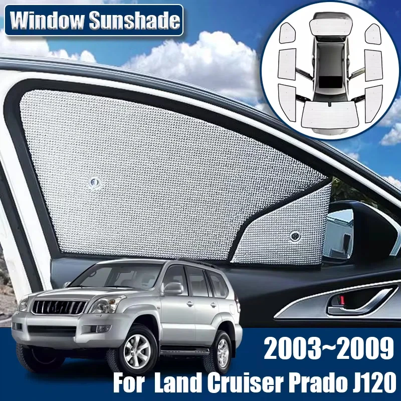Car Sunshades for Toyota Land Cruiser Prado J120 LC120 FJ120 Accessories 2003~2009 Sunscreen Visor Anti-UV Sun Blinds Interior