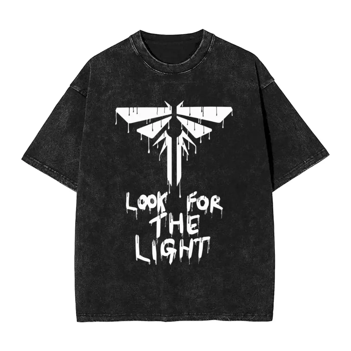 Look For The Light The Last Of Us T Shirts Washed Short Sleeve High Street T-Shirts Men Women Tops Streetwear Printed Tops Tees