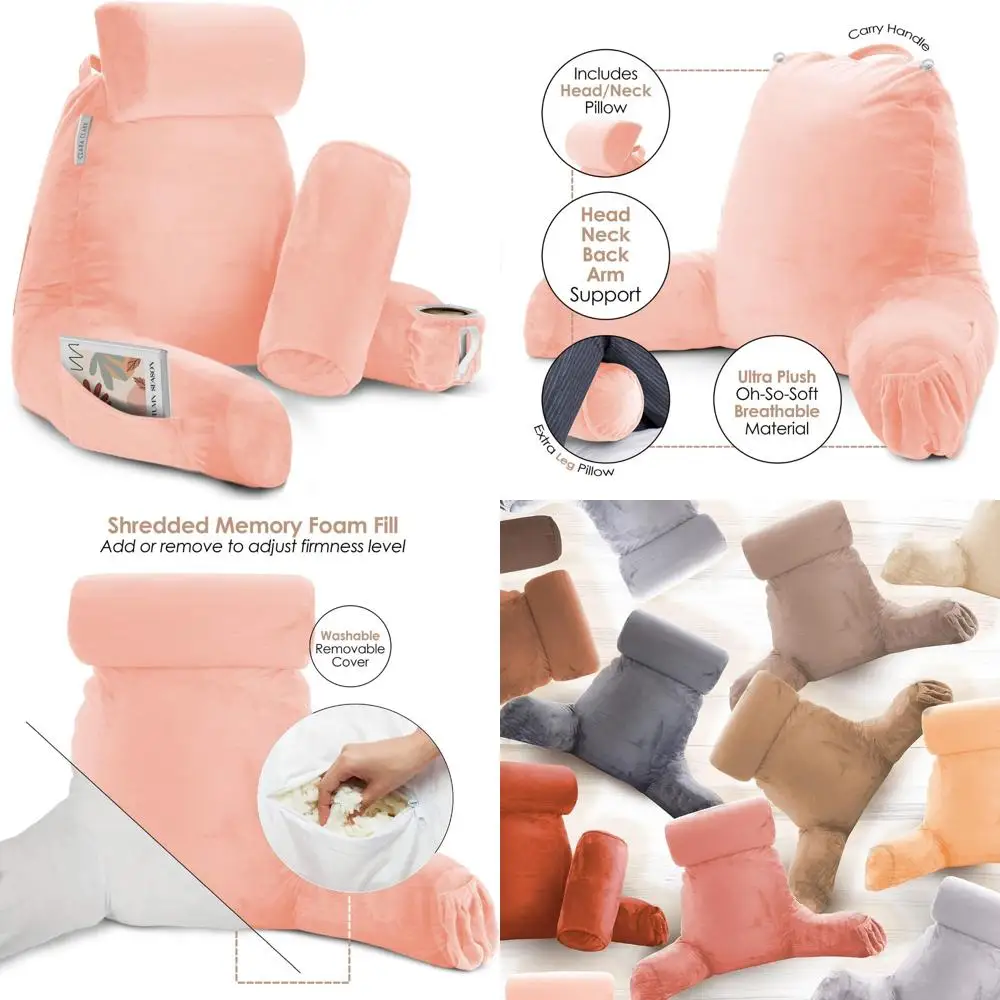 

Memory Foam Reading Pillow with Adjustable Neck and Lumbar Support, Ideal for Comfortable Bed Sitting and Extended Reading Sessi