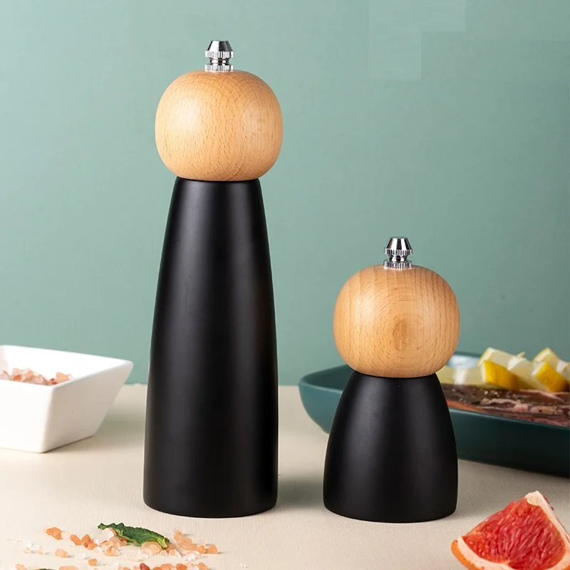 Interesting Rubber Wooden Salt Pepper Grinder Big Small Seasoning Grinder Spice Salt Mills 4inch 8inch