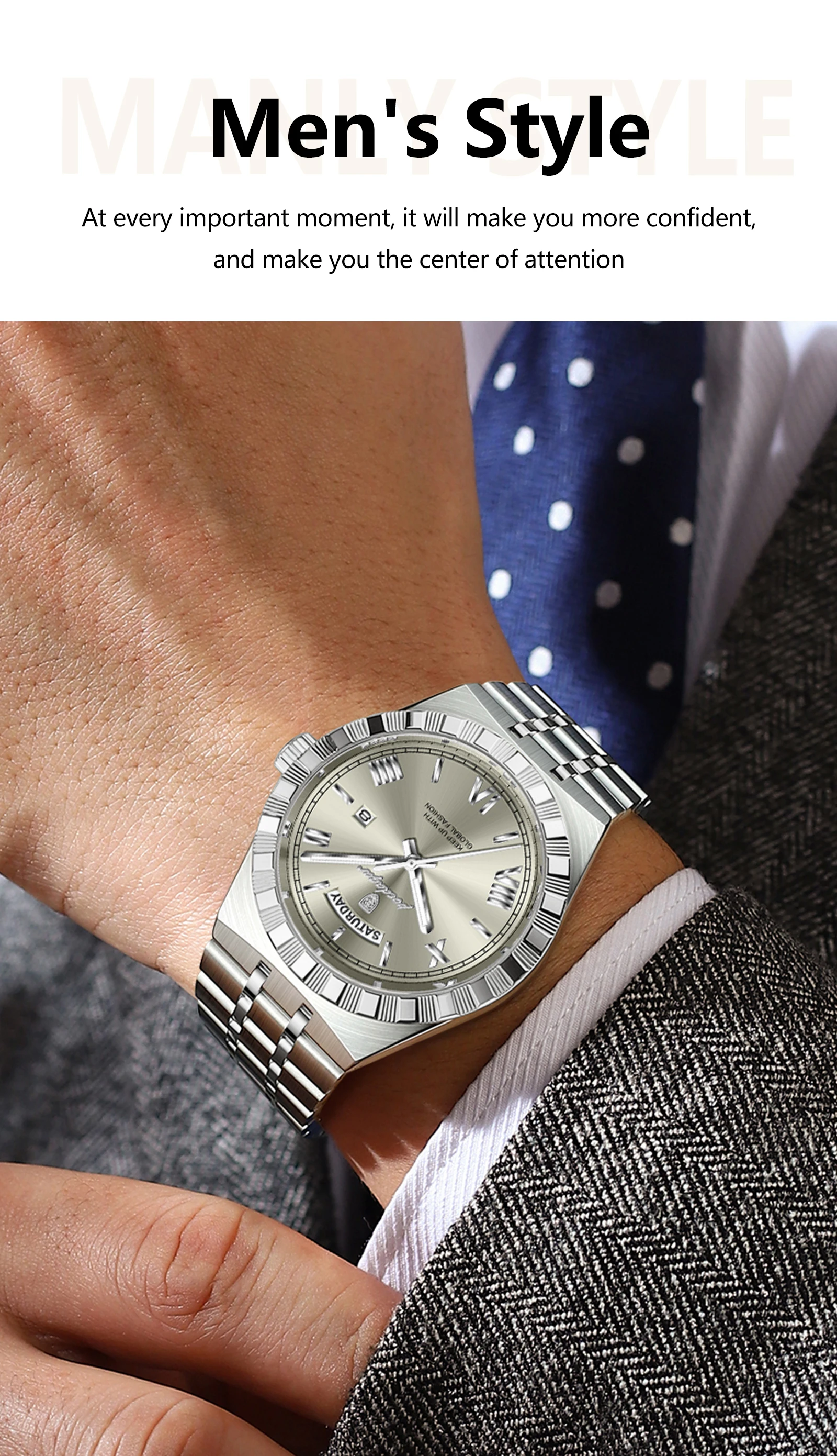 POEDAGAR Luxus Business Mann Uhr Woche Datum Wasserdicht Leuchtende Uhren Für Männer Edelstahl Quarz Mode männer Armbanduhr – Detail 14