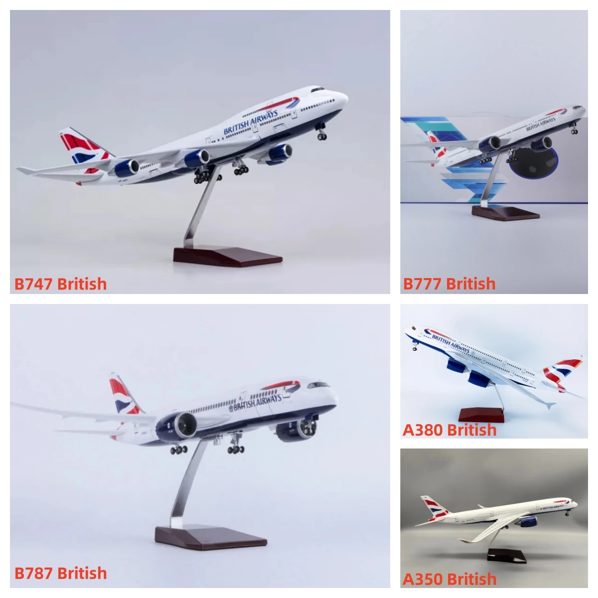 

Toys Plane Scale A350 47CM British Airways 350 /380/787/777/747 Aircraft Model Airlines Model Light Wheel Diecast Resin Plane