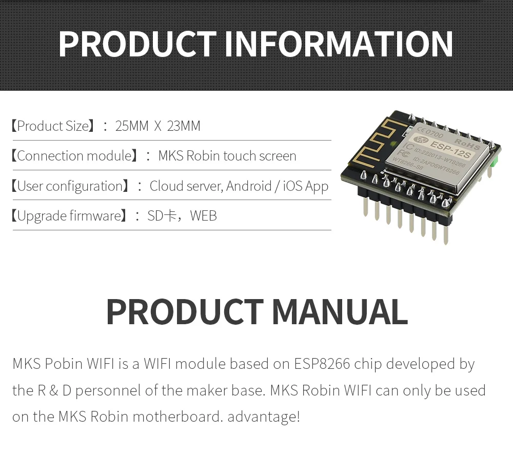 Modulo WIFI stampa tutto senza sforzo con il modulo WIFI Router Wireless ESP8266 per scheda madre MKS Robin