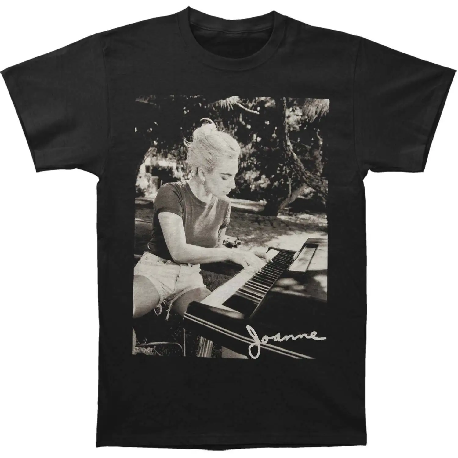 Men's Lady Gaga Joanne Piano Photo T Shirt Large Black