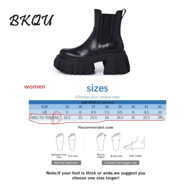 BKQU Thick Heel Thick Sole Design Sense of Chelsea Boots for Women 2024 Fall Small Height-thin Smoke Pipe Ankle Boots A Slip-on