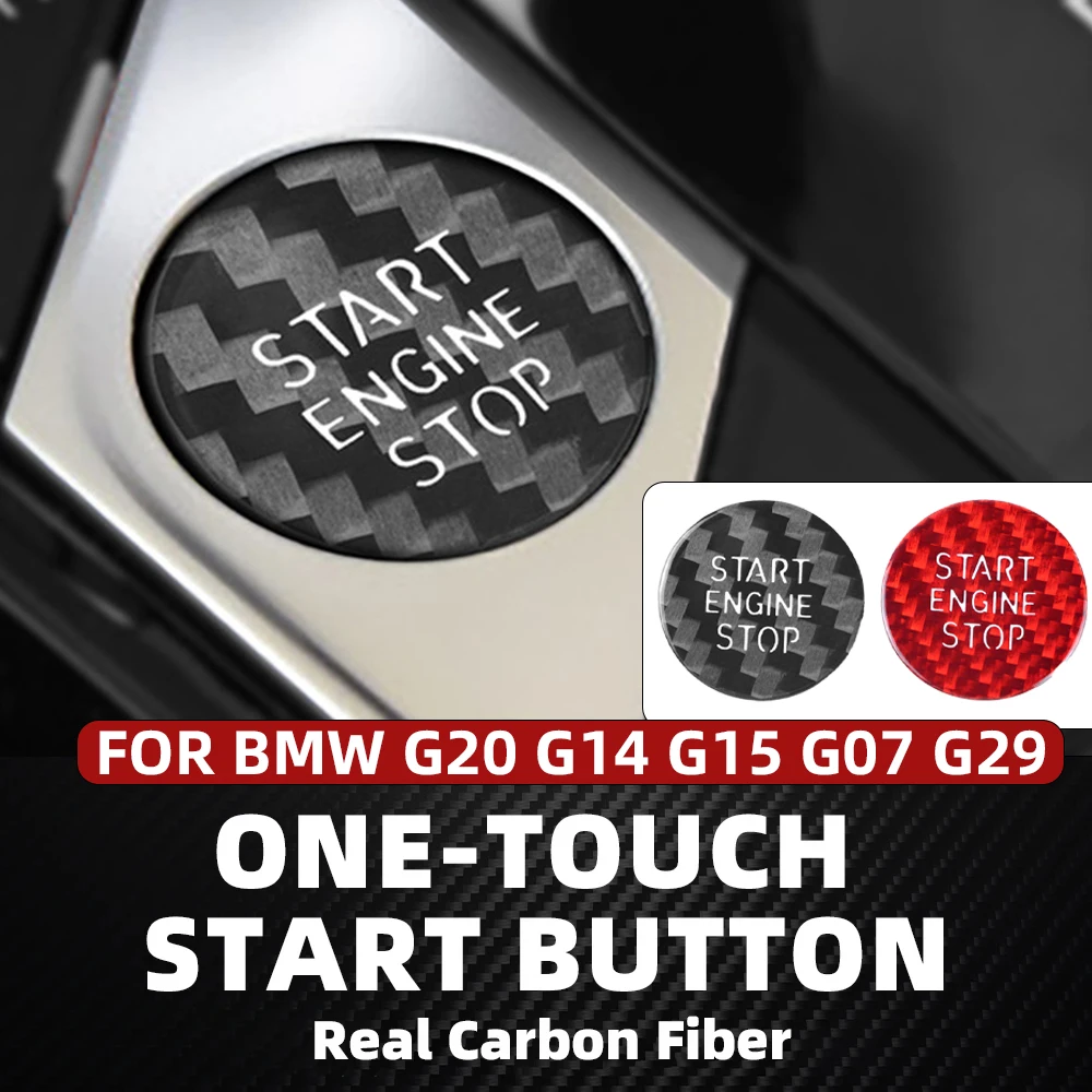 

Настоящее углеродное волокно, кнопка запуска и остановки двигателя автомобиля, внутренняя отделка, наклейки для BMW G20 X5 G07 G14 G15 Z4 G29, автоаксессуары