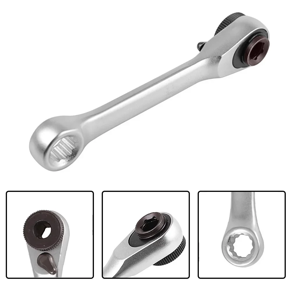 Ratchet Wrench 1/4 Inch Double Ended Quick Socket Wrench Screwdriver Bit Repair Tool  Mini Hex Torque Spanner ﻿Hand Tools