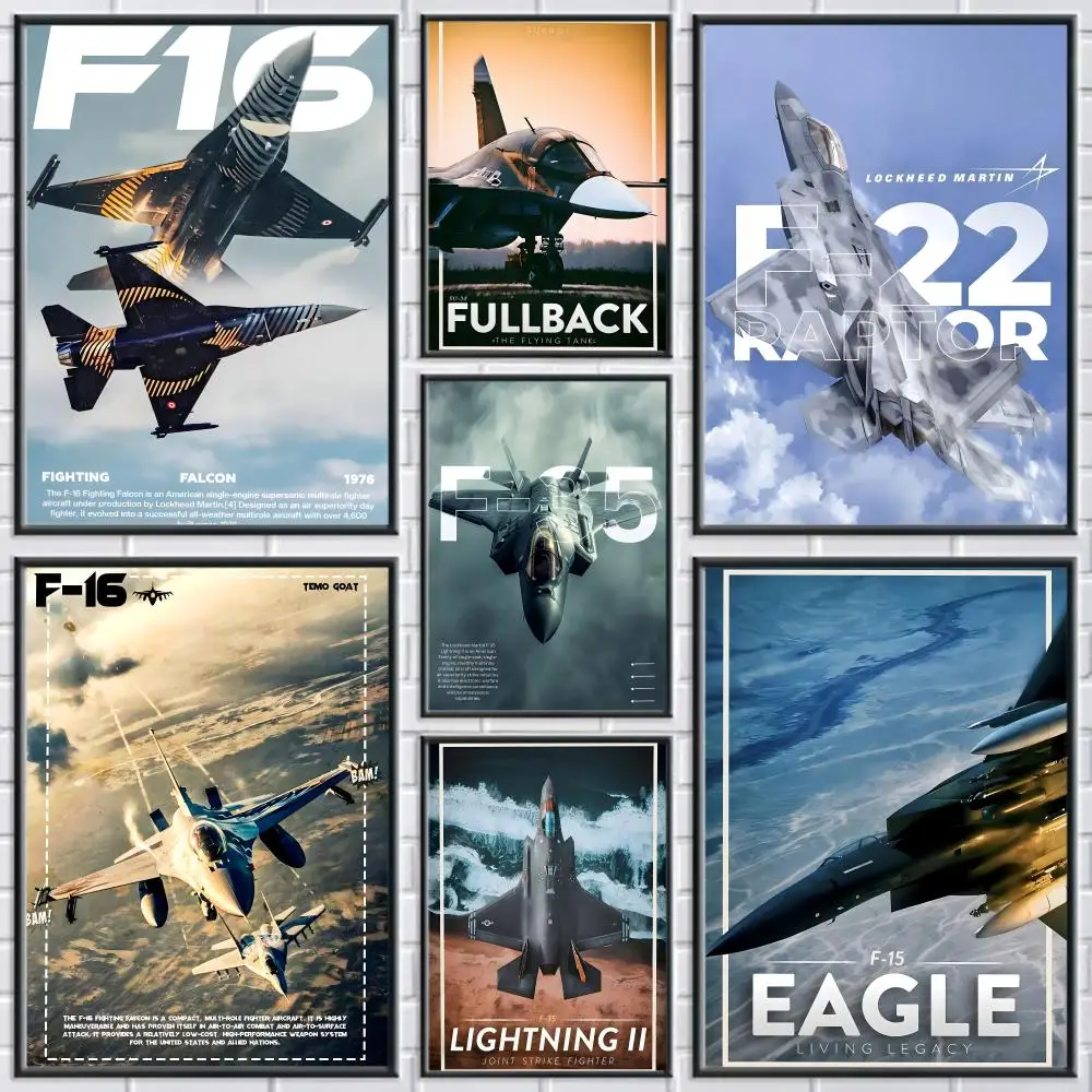 Fighter F-16 F-22 F-35 Painting Calligraphy Frameless Canvas Poster Wall Art Perfect For Hallway Home Decoration Holiday Gifts